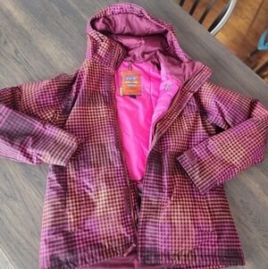 Burton DRYRIDE Women's Checkered Snow Jacket - Pink and Orange